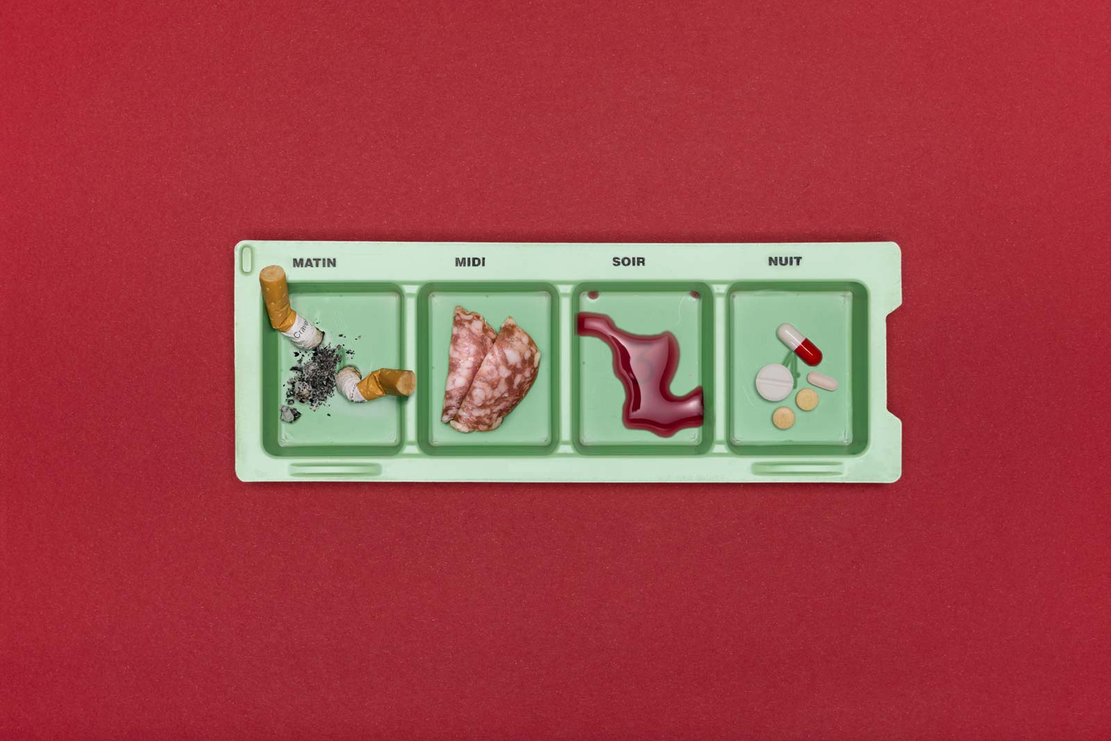 Pill box with bad food